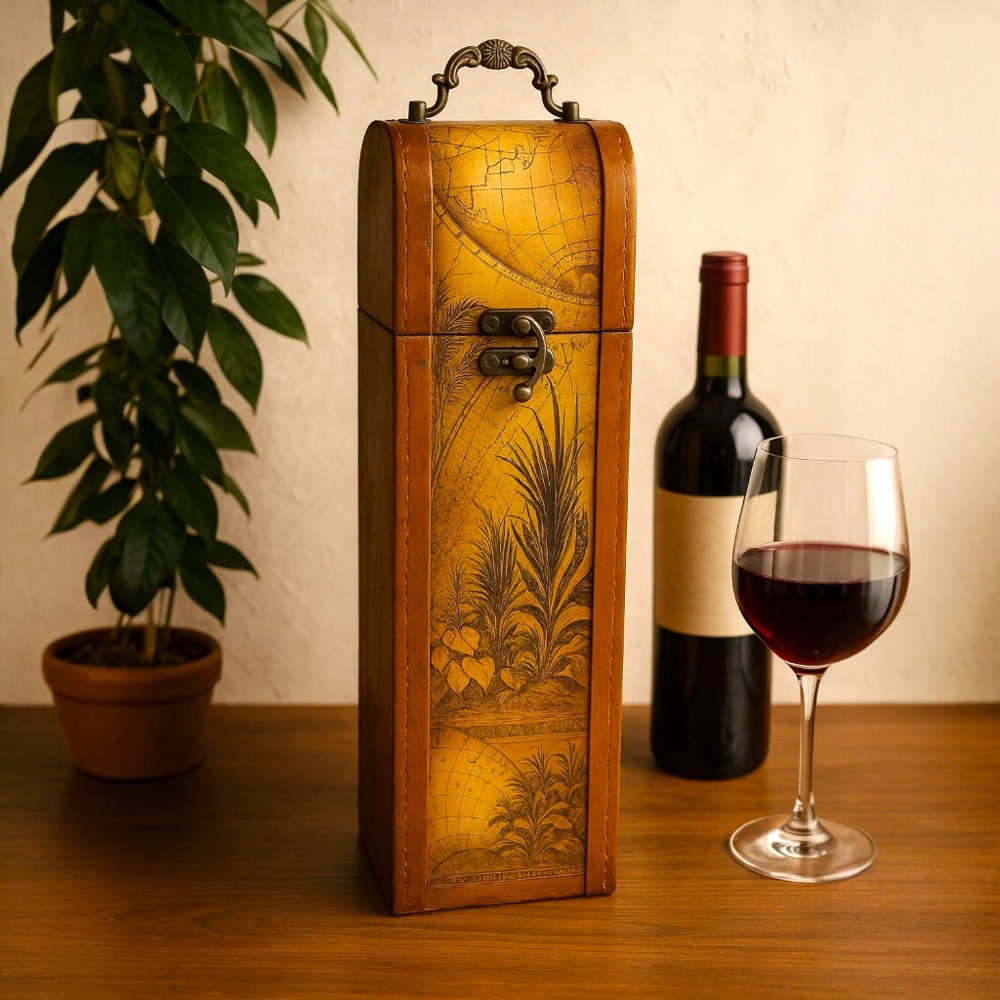 Vintage Map Design Wood Wine Storage Box